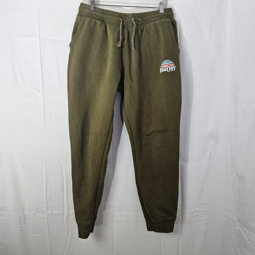Hurley Sweatpants Mens Medium Green Jogger Drawstring Outdoors Hiking Logo Gym